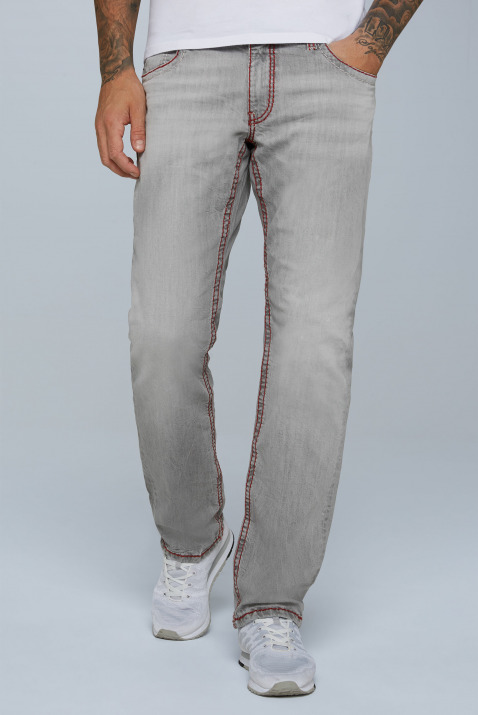 Jeans CO:NO mit Kontrastnähten und Used-Optik Farbe : light grey ,  Weite :  38 ,  Länge:  34