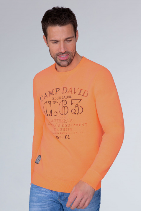Sweater mit Logo Print und Stickereien Farbe : neon orange ,  Größe:  XXXL