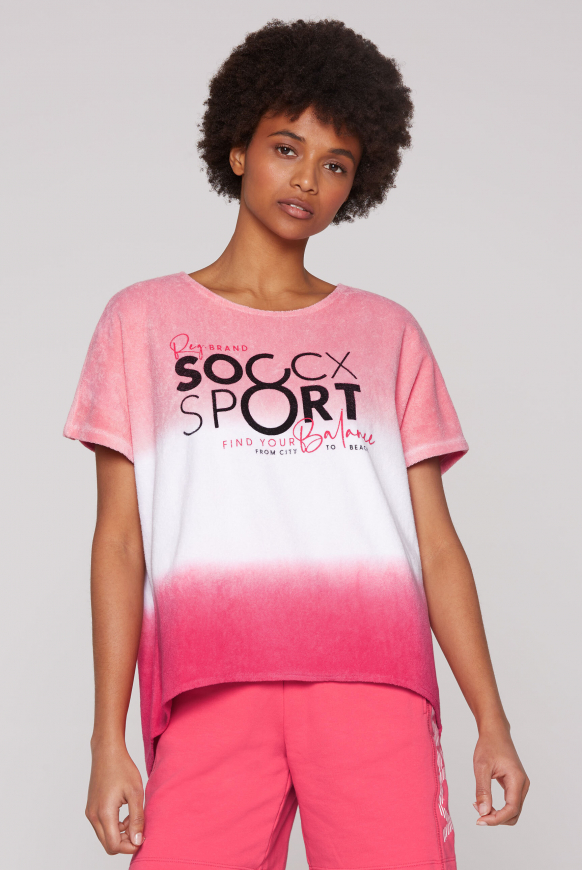 Frottee-Shirt mit Dip-Dye-Spray-Effekt