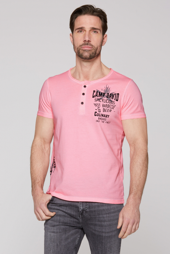 Henley-Shirt Oil Dyed mit BBQ Prints