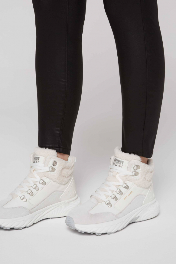 High Top Sneaker mit Kunstfell-Details