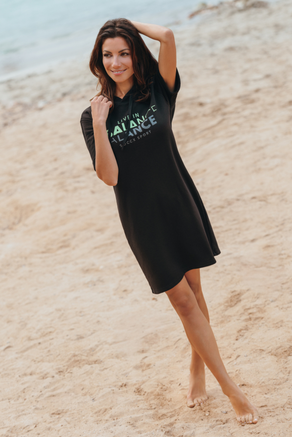 Kurzes Hoodie-Kleid mit Logo Prints
