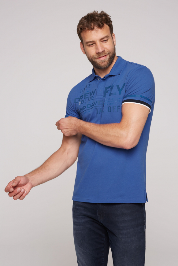Soccx Pikee-Polo mit tonigem Rubber Artwork strong blue