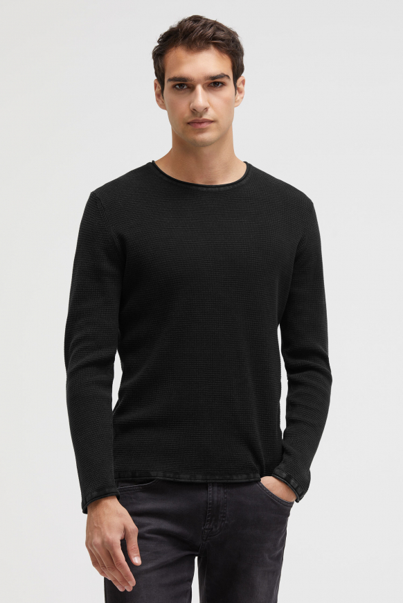 CAMP DAVID Strukturierter Pullover Stone Washed - black | 4XL