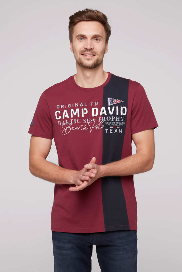 Soccx T-Shirt mit Color-Blocking und Artwork burgundy