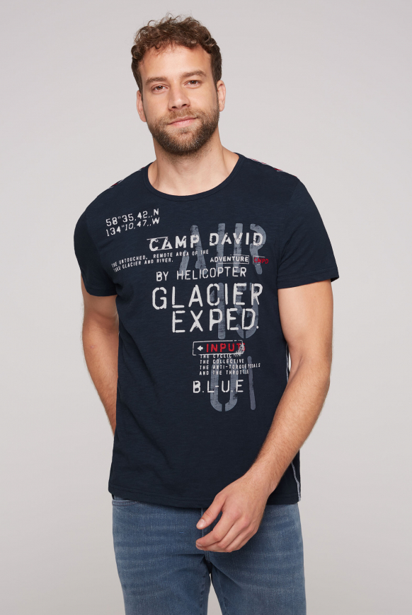 Soccx T-Shirt mit Print im Used Look blue navy