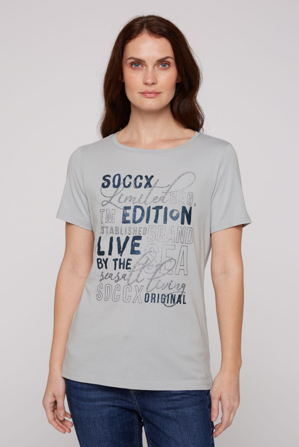 Soccx T-Shirt mit U-Boot-Ausschnitt cozy blue M