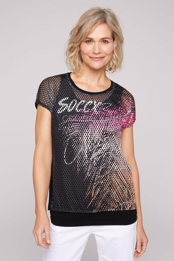 2-in-1 bedrucktes Mesh-Shirt mit Top