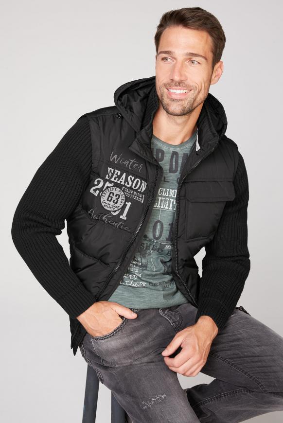 2-in-1 Jacke mit Kapuze und Strickärmeln