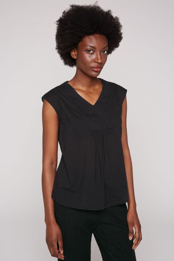 Ärmellose Bluse mit V-Ausschnitt black