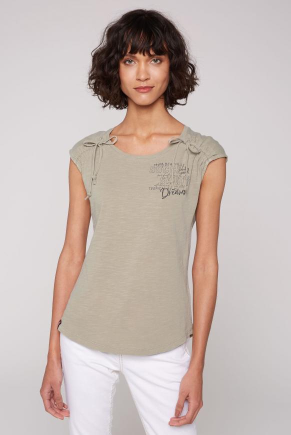 Ärmelloses Shirt mit Raffung und Prints