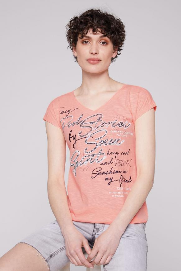 Ärmelloses V-Shirt mit Wording Print