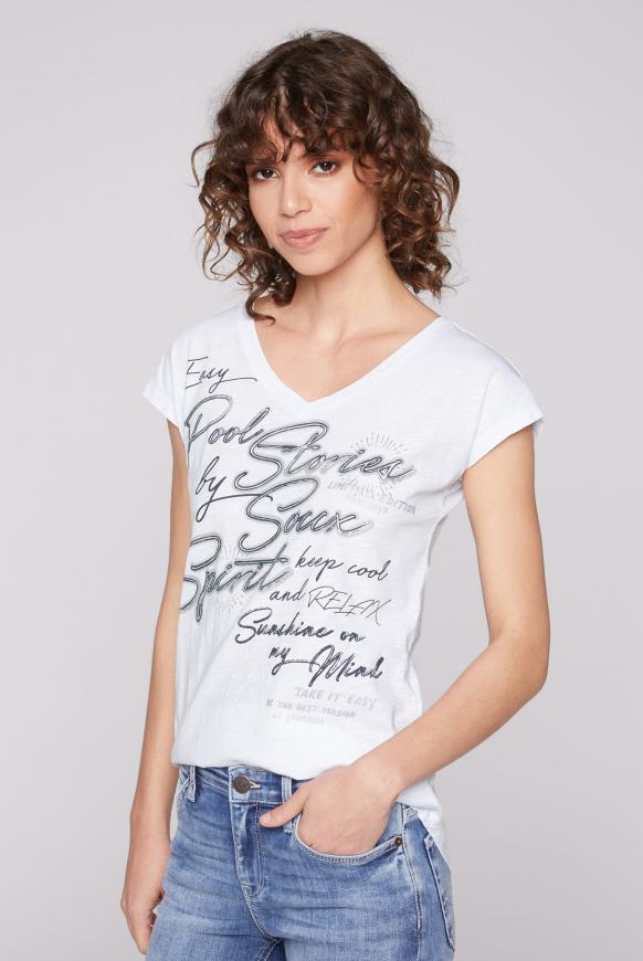 Ärmelloses V-Shirt mit Wording Print