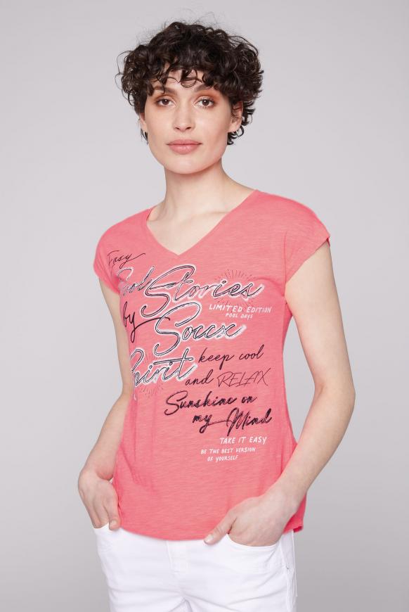 Ärmelloses V-Shirt mit Wording Print