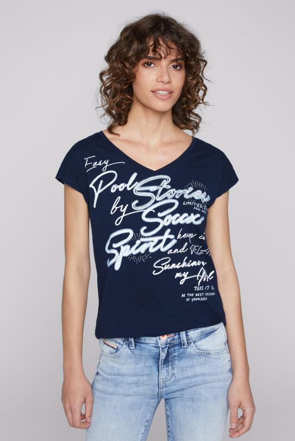 Ärmelloses V-Shirt mit Wording Print
