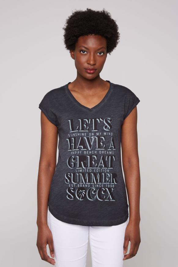 Ärmelloses V-Shirt mit Wording Print black