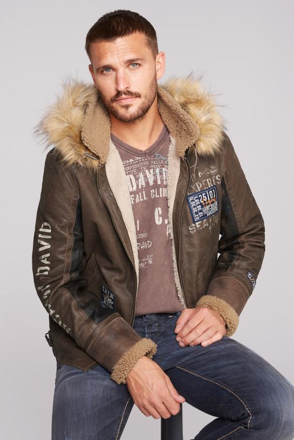 Airforce Lederjacke im Materialmix