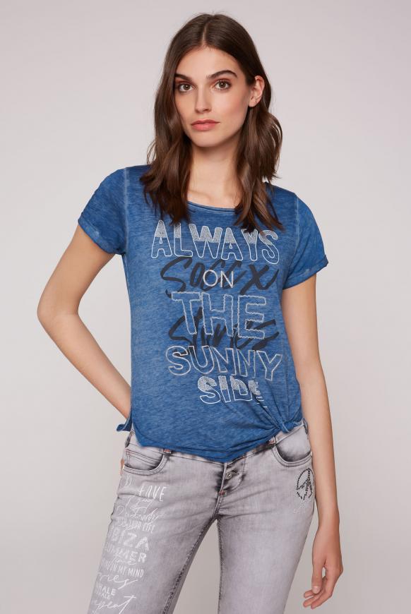 Ausbrenner-Shirt mit Glitter Puff Print wave blue