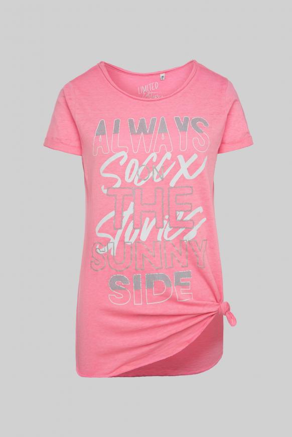 Ausbrenner-Shirt mit Knotensaum und Artwork