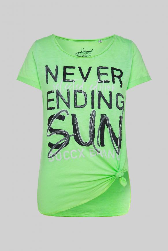 Ausbrenner-Shirt mit Knotensaum und Print