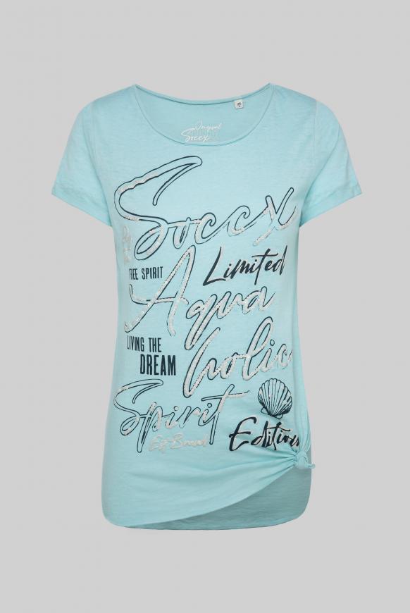 Ausbrenner-Shirt mit Knotensaum und Puff Print
