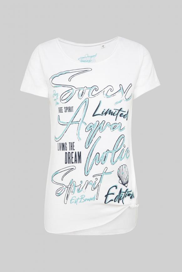 Ausbrenner-Shirt mit Knotensaum und Puff Print