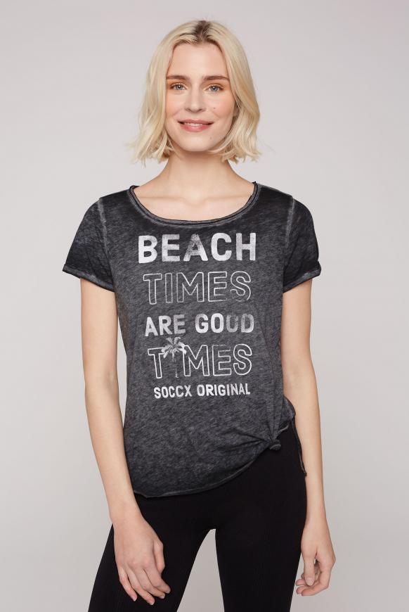 Ausbrenner-Shirt mit Label Print black burn