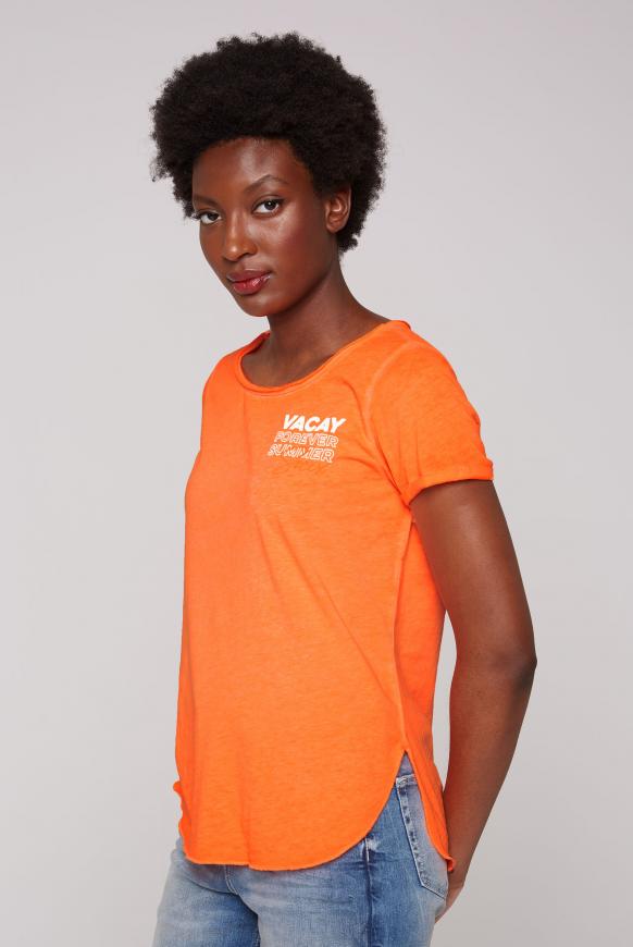 Ausbrenner-Shirt mit Label Prints neon lobster