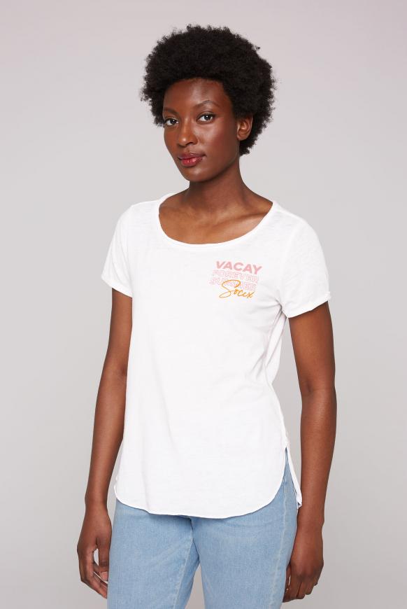 Ausbrenner-Shirt mit Label Prints opticwhite