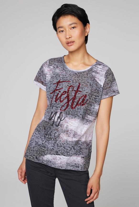 Ausbrenner-Shirt mit Print und Pailletten