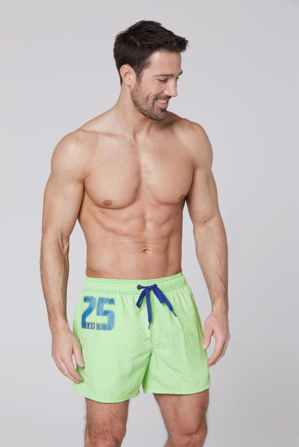 Badeshorts mit Label Print