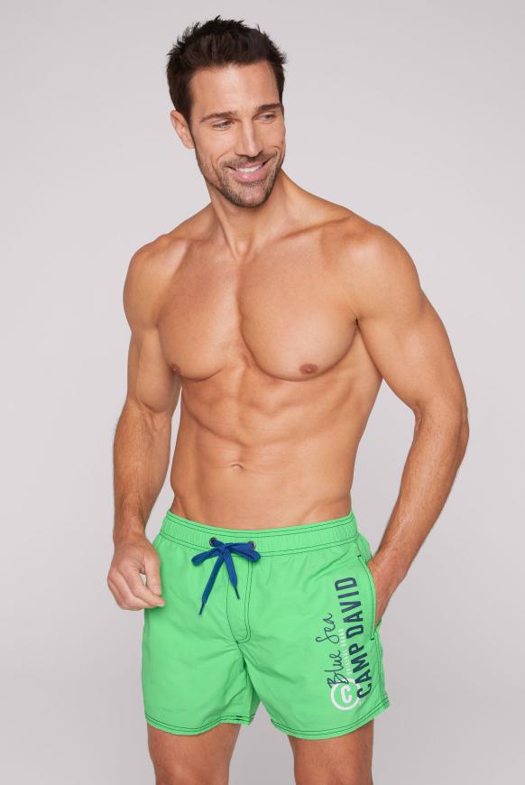 Badeshorts mit Logo Print electric green