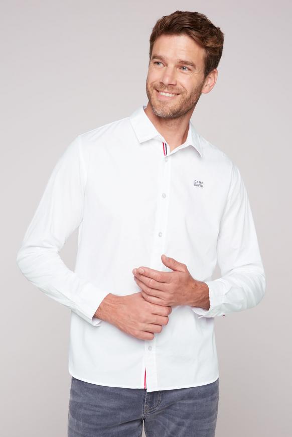 Basic Langarmhemd mit Logostick opticwhite