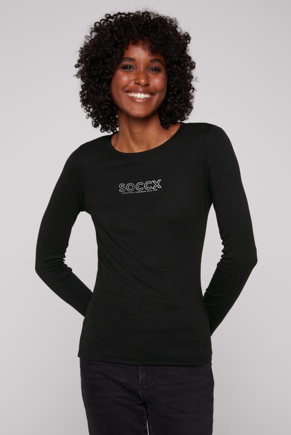 Basic Langarmshirt mit Foliendruck