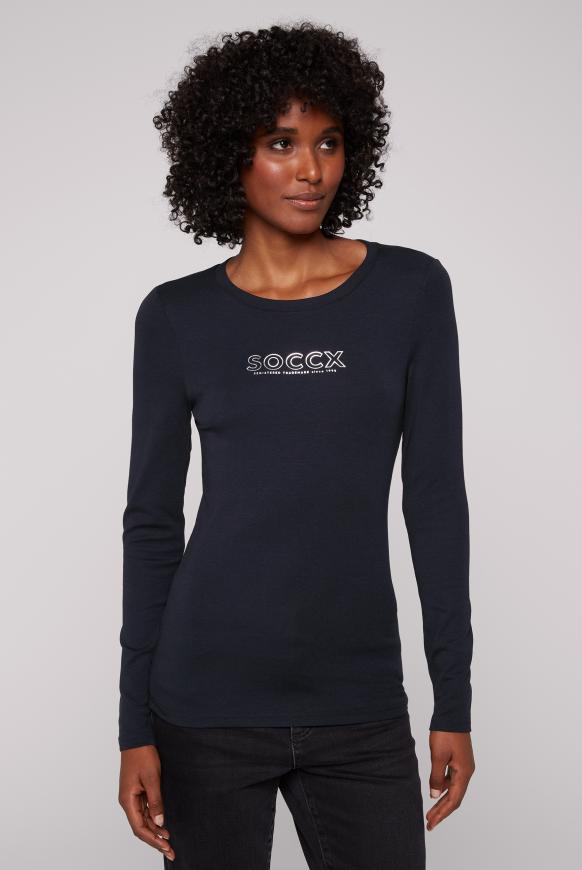 Basic Langarmshirt mit Foliendruck