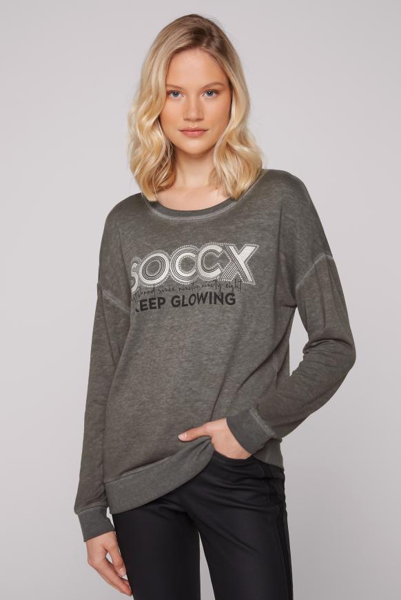 Basic Sweatshirt mit Glitter Print