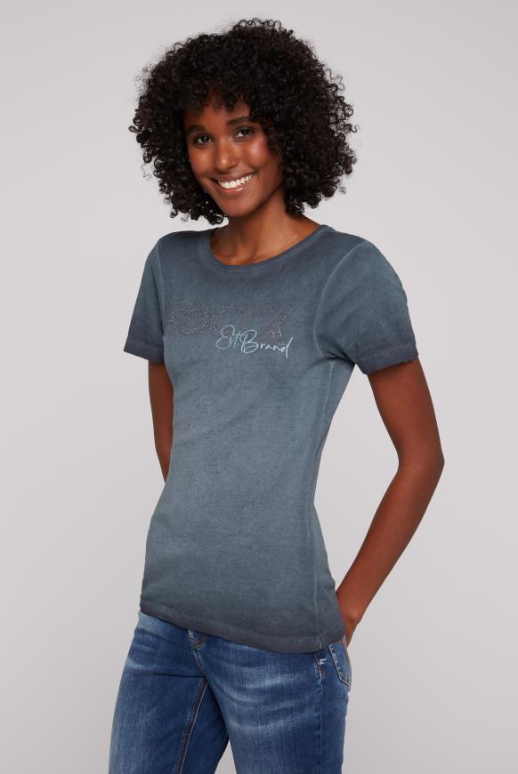 Basic T-Shirt mit Logo Artwork blue navy