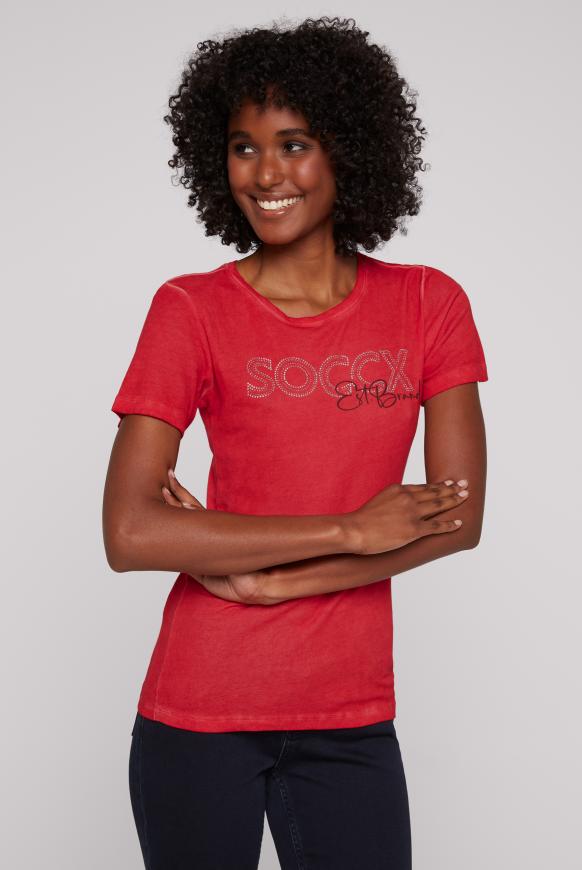 Basic T-Shirt mit Logo Artwork flame scarlet
