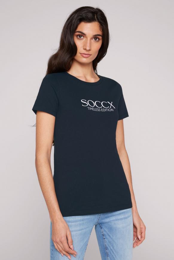Basic T-Shirt mit Logo Print classic blue