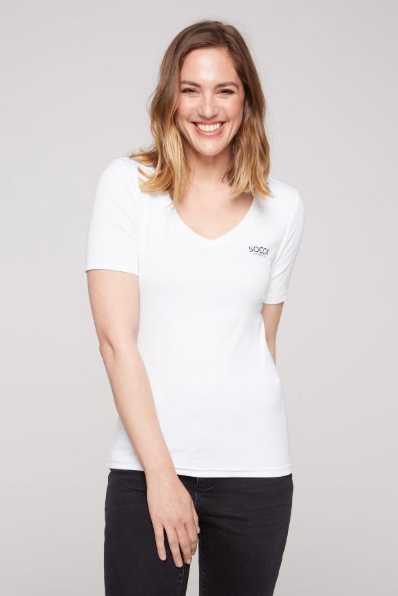 CAMP DAVID & SOCCX | Basic T-Shirt mit V-Ausschnitt opticwhite