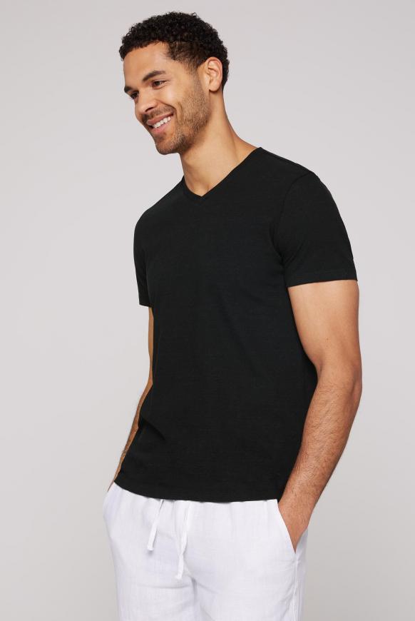 Basic T-Shirt mit V-Neck black