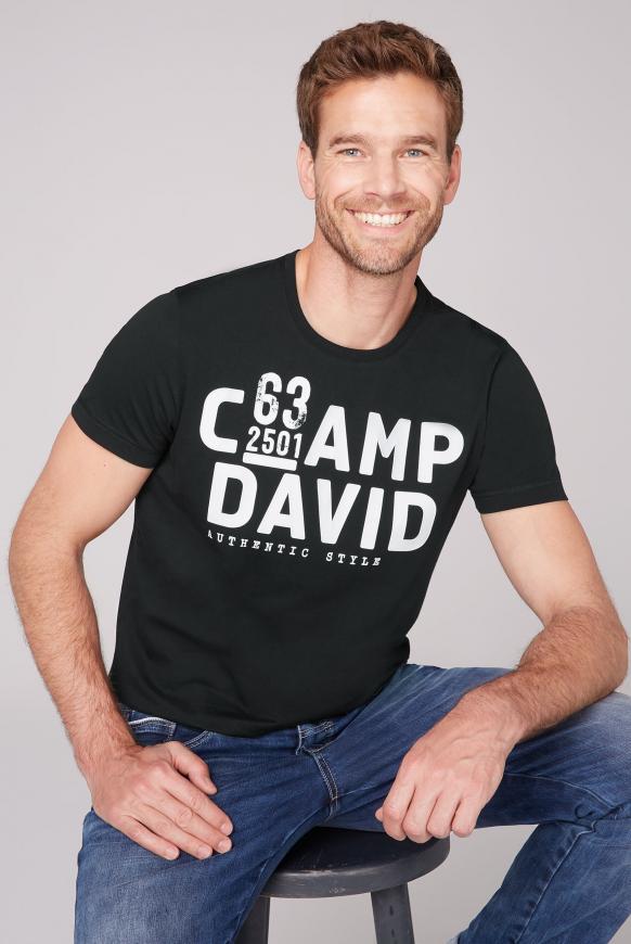Basic T-Shirt Rundhals mit Logo Print