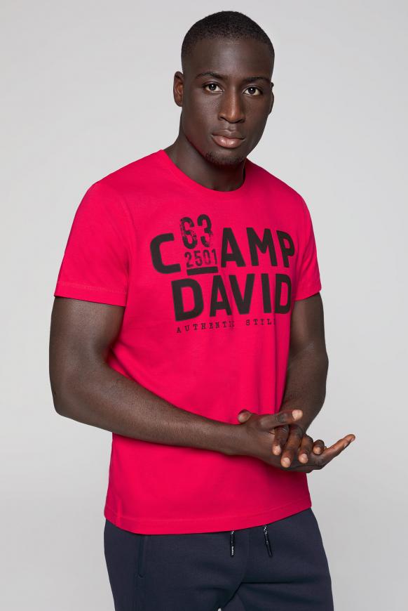 Basic T-Shirt Rundhals mit Logo Print