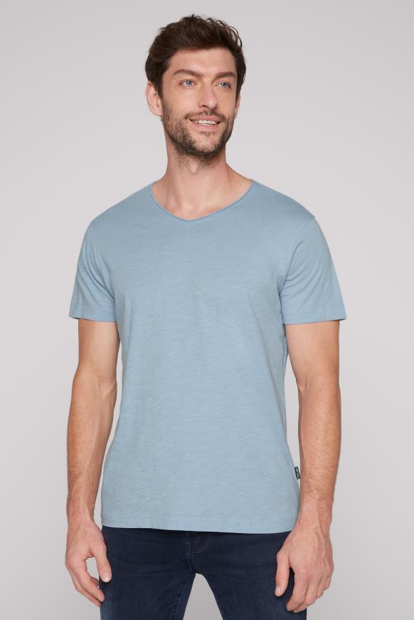 Basic T-Shirt V-Neck mit Used-Kante new blue