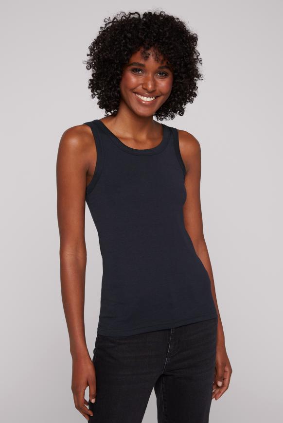 Basic Top mit Logo Print am Saum blue navy