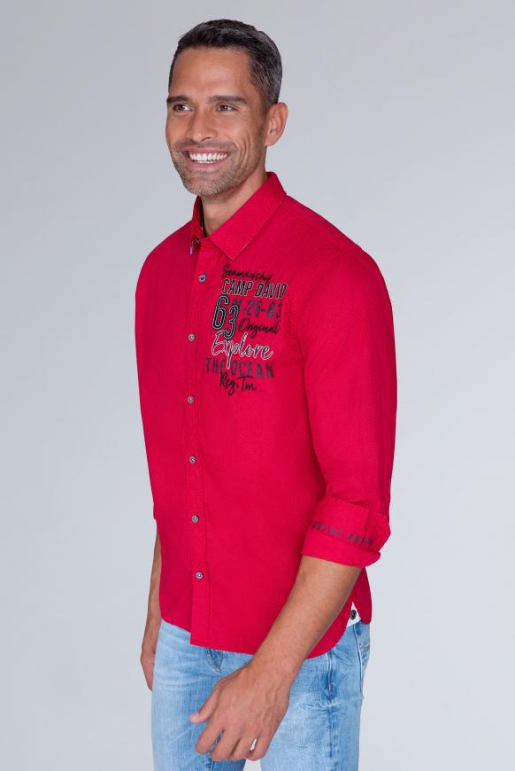Baumwollhemd mit Stickereien, Regular Fit royal red