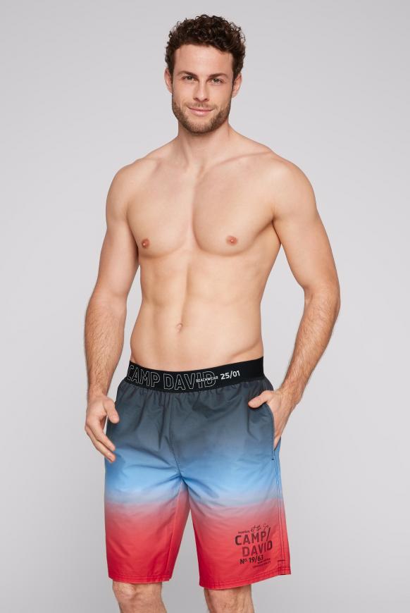 Beachshorts Dip Dye mit Logo-Bund