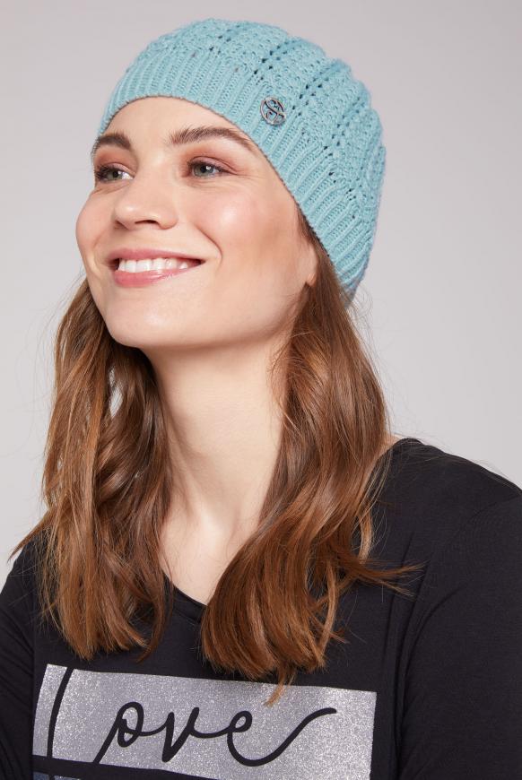 Beanie Mütze mit Strickmuster