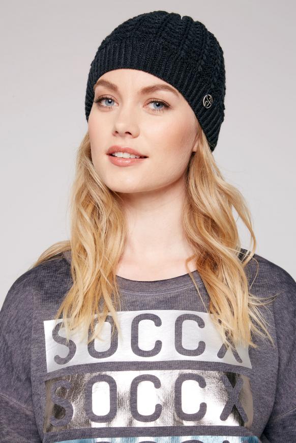 Beanie Mütze mit Strickmuster