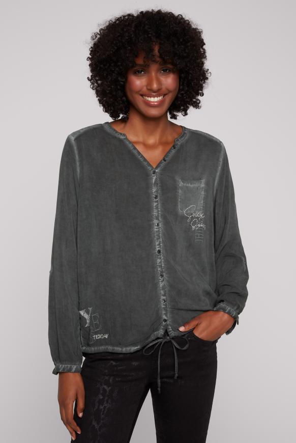 Belly-Bluse mit Rücken-Artwork